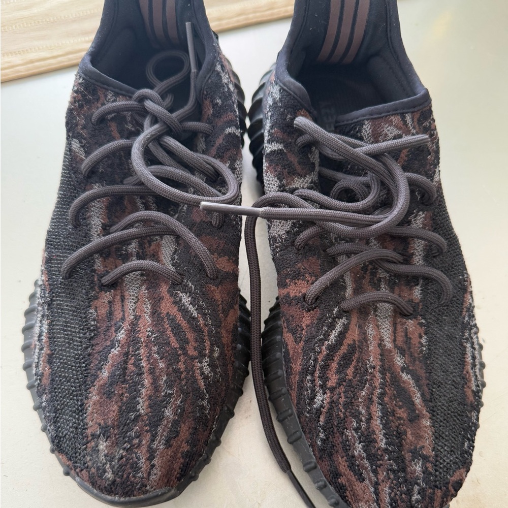 Yeezy Black and Brown Patterned Sneakers
